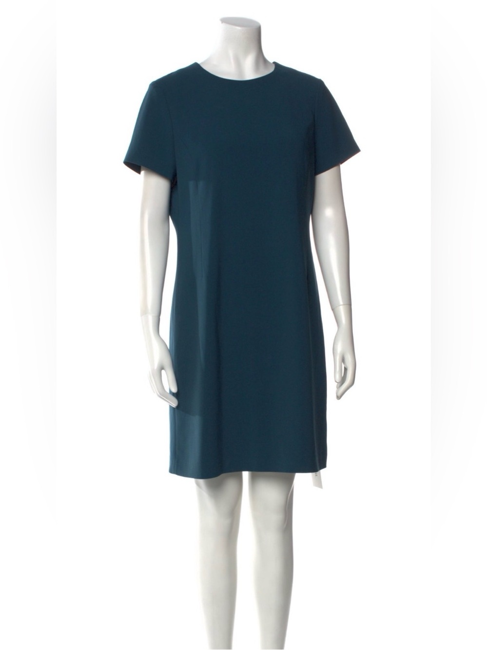 Theory Wool Teal Short-Sleeve Shift Dress